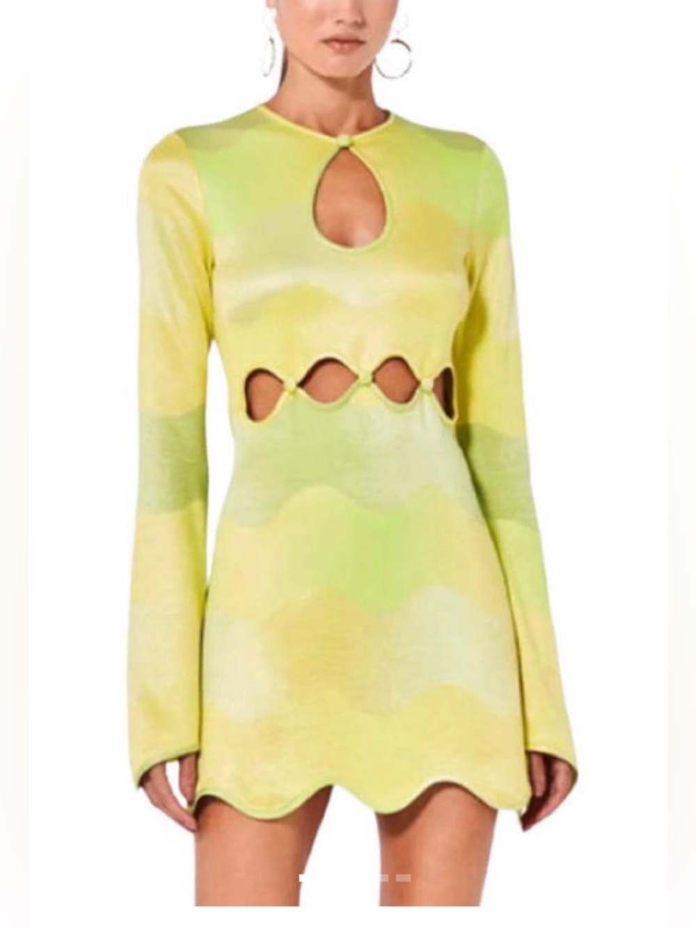 New NWT woman ALEXIS lime Green Chiara Wave Cutout Mini Dress Sz Small